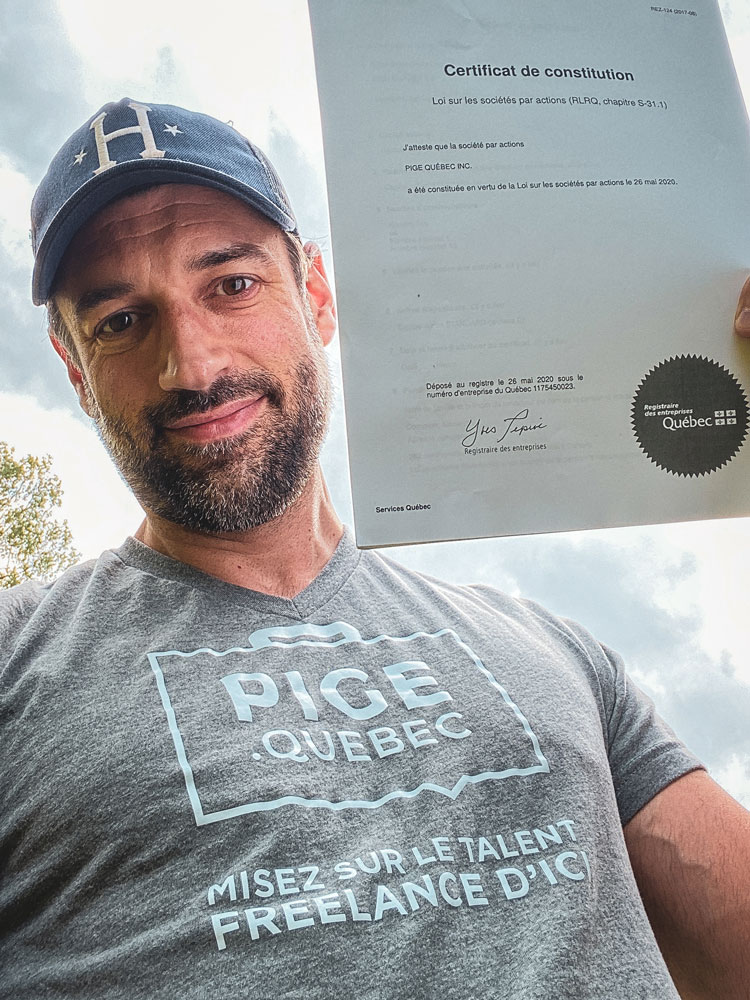Alex Comtois lors de l'incorporation de Pige.Québec